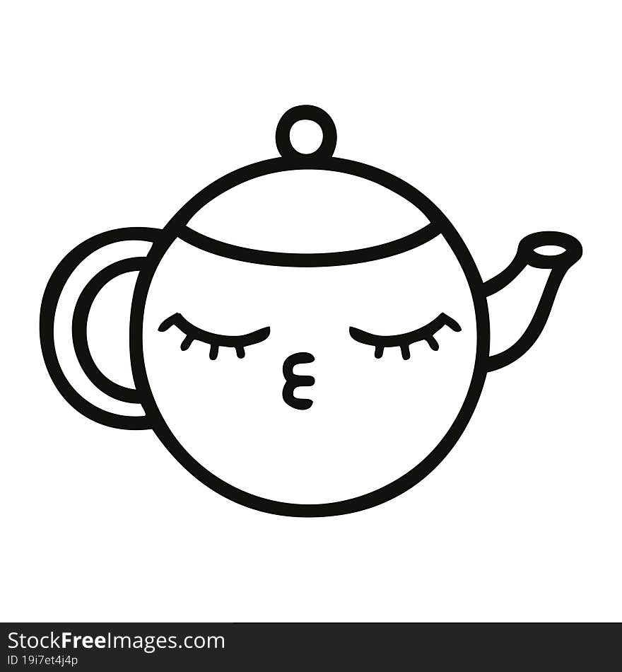 line drawing cartoon of a teapot. line drawing cartoon of a teapot