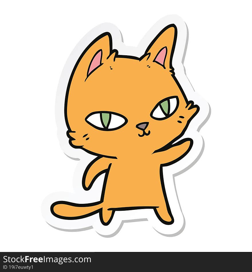 sticker of a cartoon cat staring