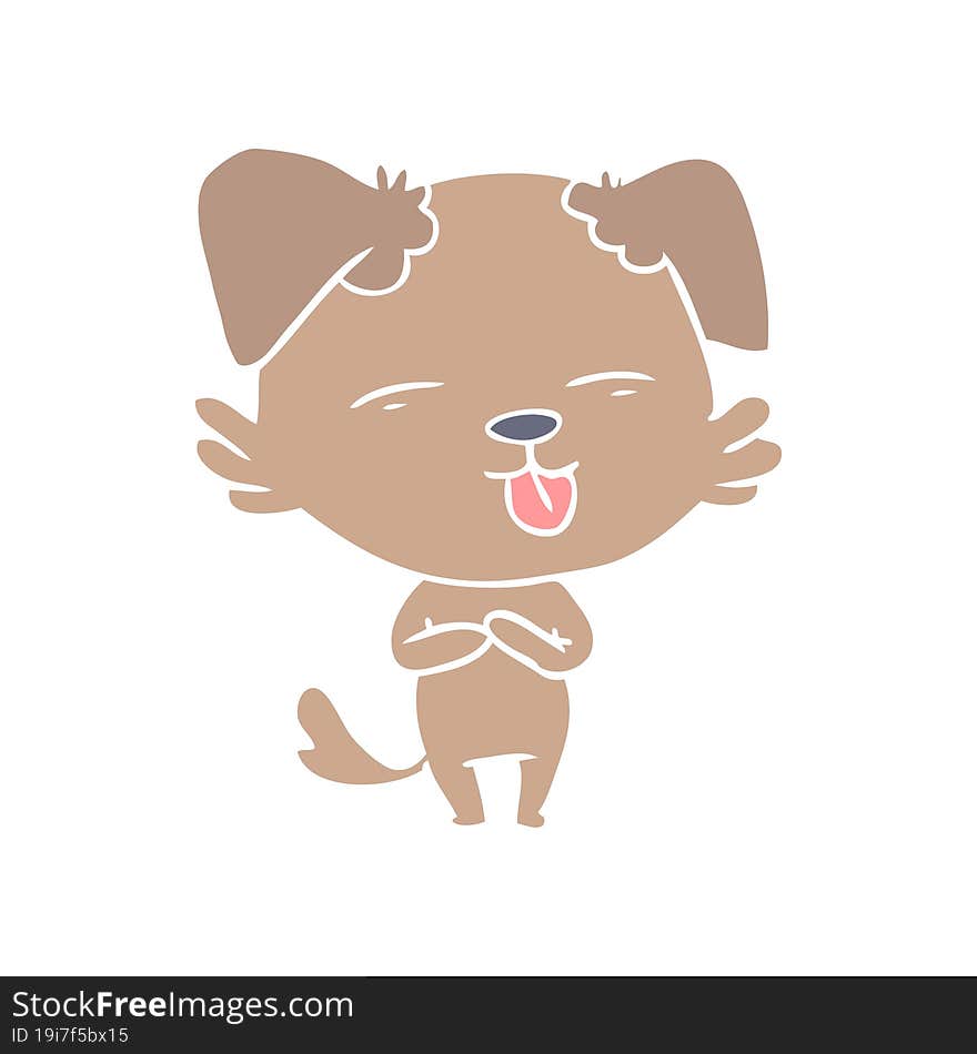 flat color style cartoon dog sticking out tongue