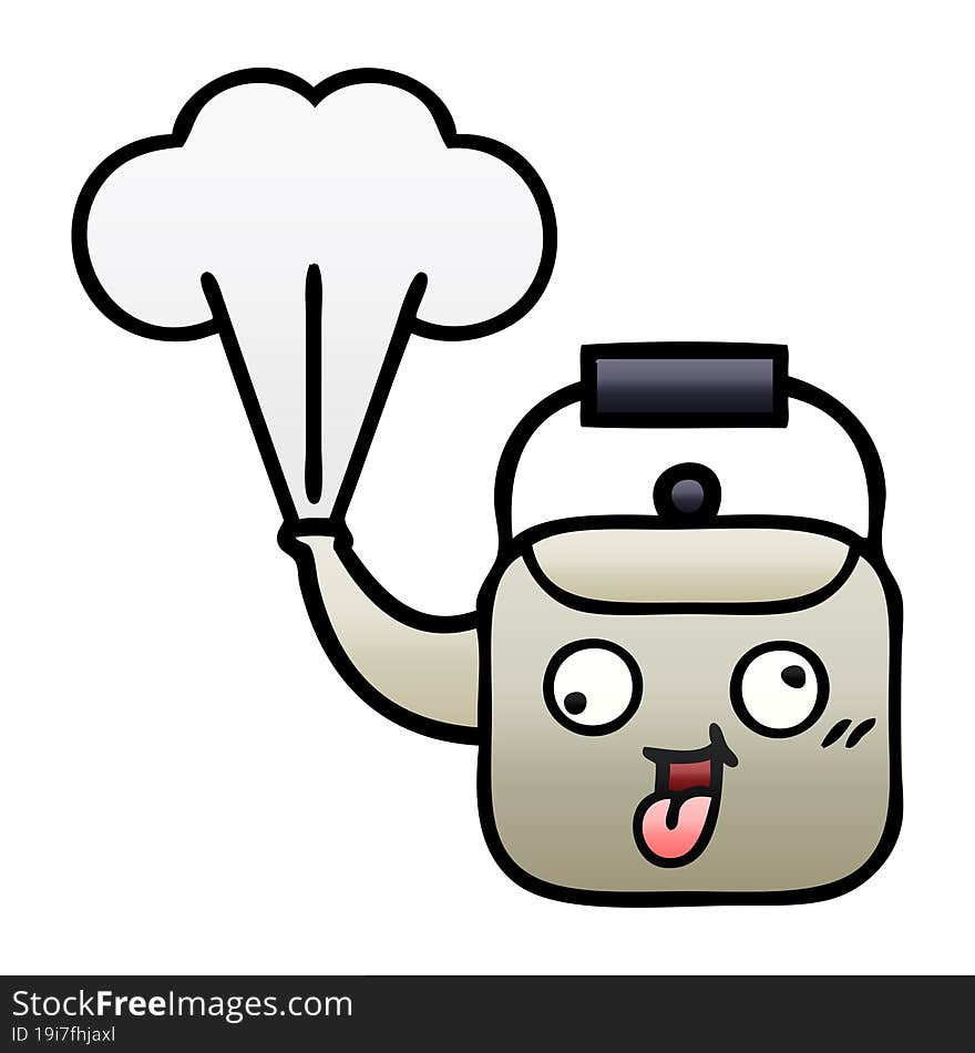 gradient shaded cartoon steaming kettle