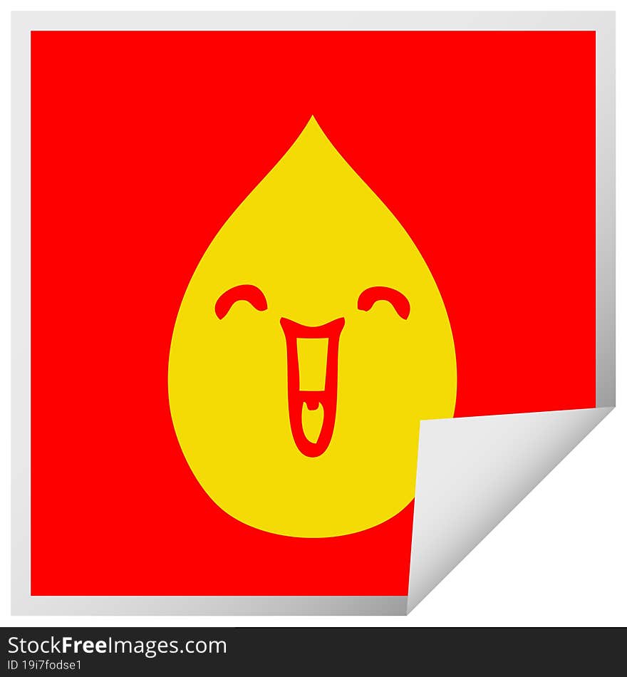 square peeling sticker quirky cartoon emotional rain drop. square peeling sticker quirky cartoon emotional rain drop