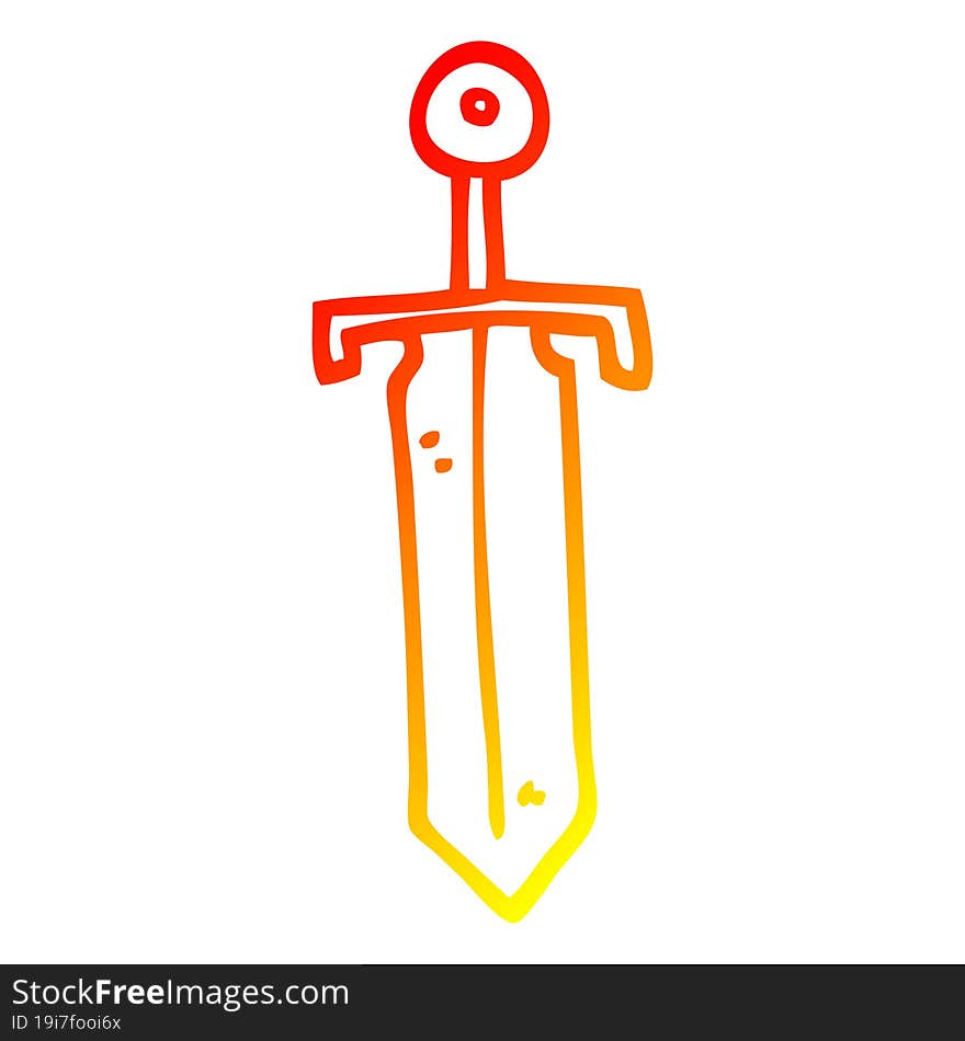 warm gradient line drawing of a cartoon bronze sword