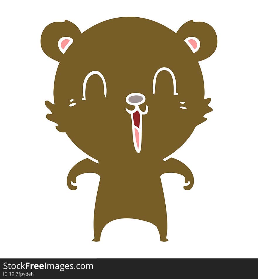 happy flat color style cartoon bear