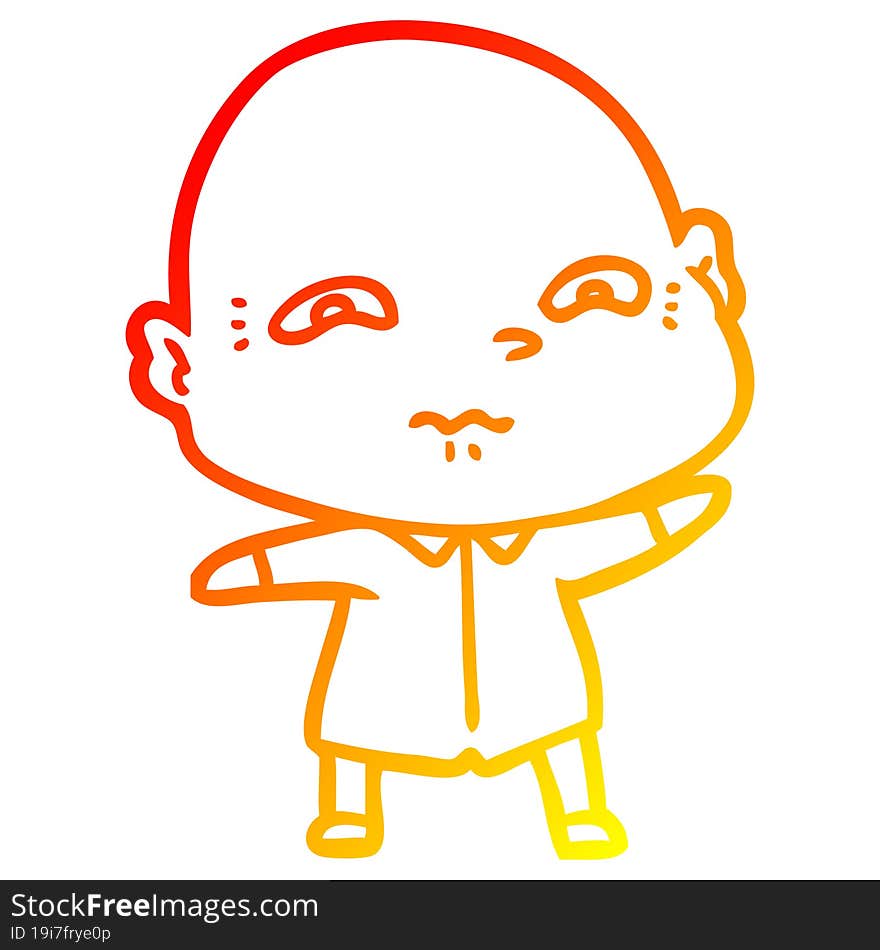 Warm Gradient Line Drawing Cartoon Nervous Man