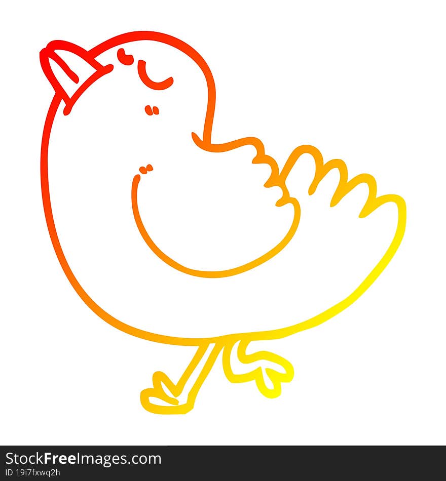 warm gradient line drawing of a cartoon arrogant bird