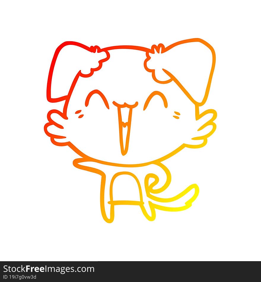 warm gradient line drawing happy little pointing dog cartoon