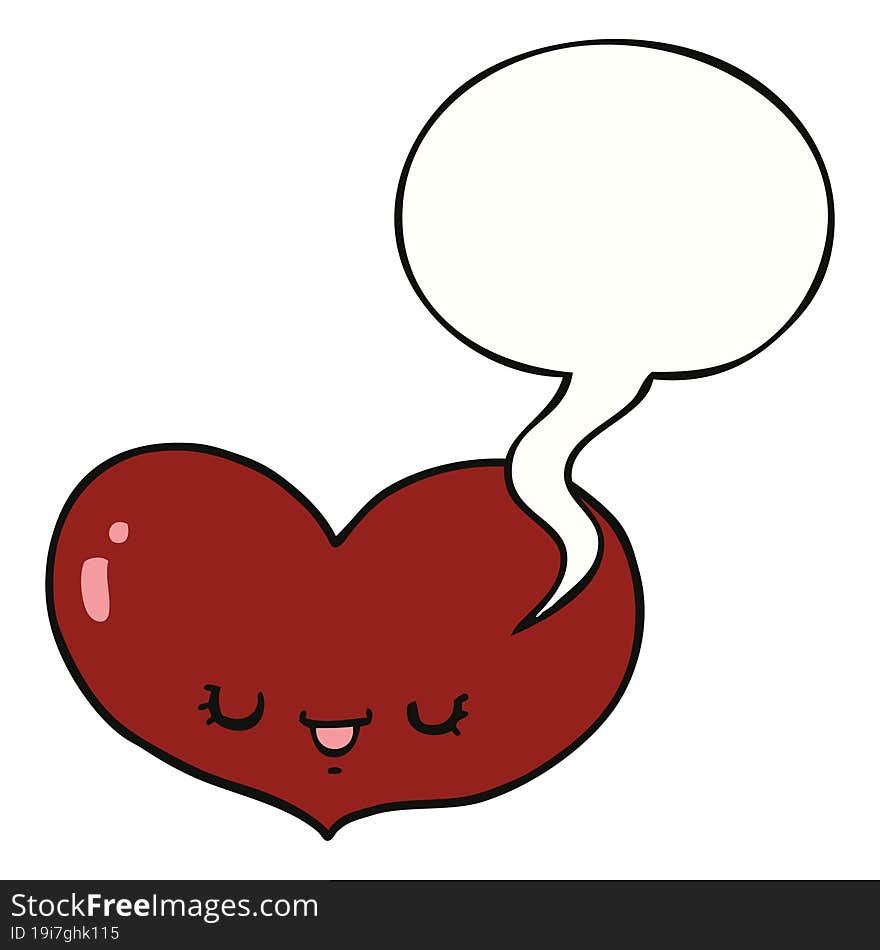 cartoon love heart character with speech bubble