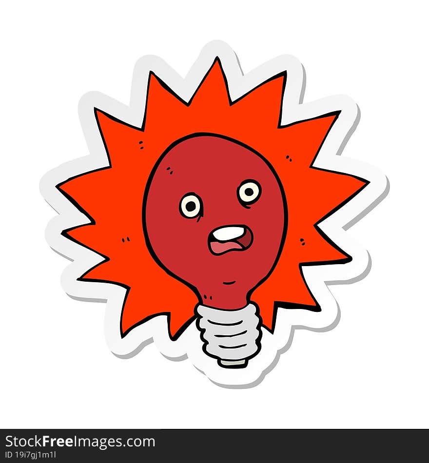 Sticker Of A Cartoon Red Lightbulb