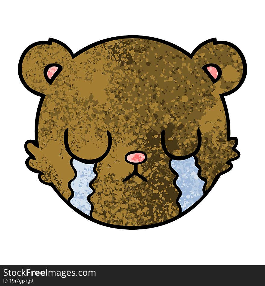 cute cartoon teddy bear face crying. cute cartoon teddy bear face crying