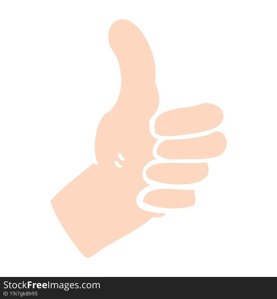 flat color illustration of a cartoon thumbs up sign