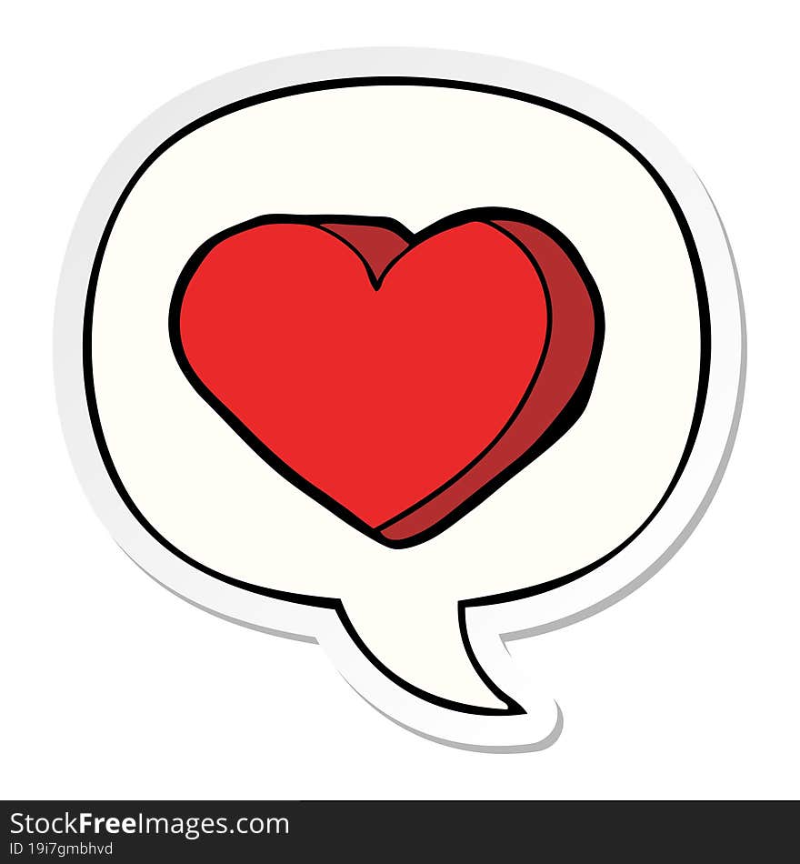 cartoon love heart and speech bubble sticker