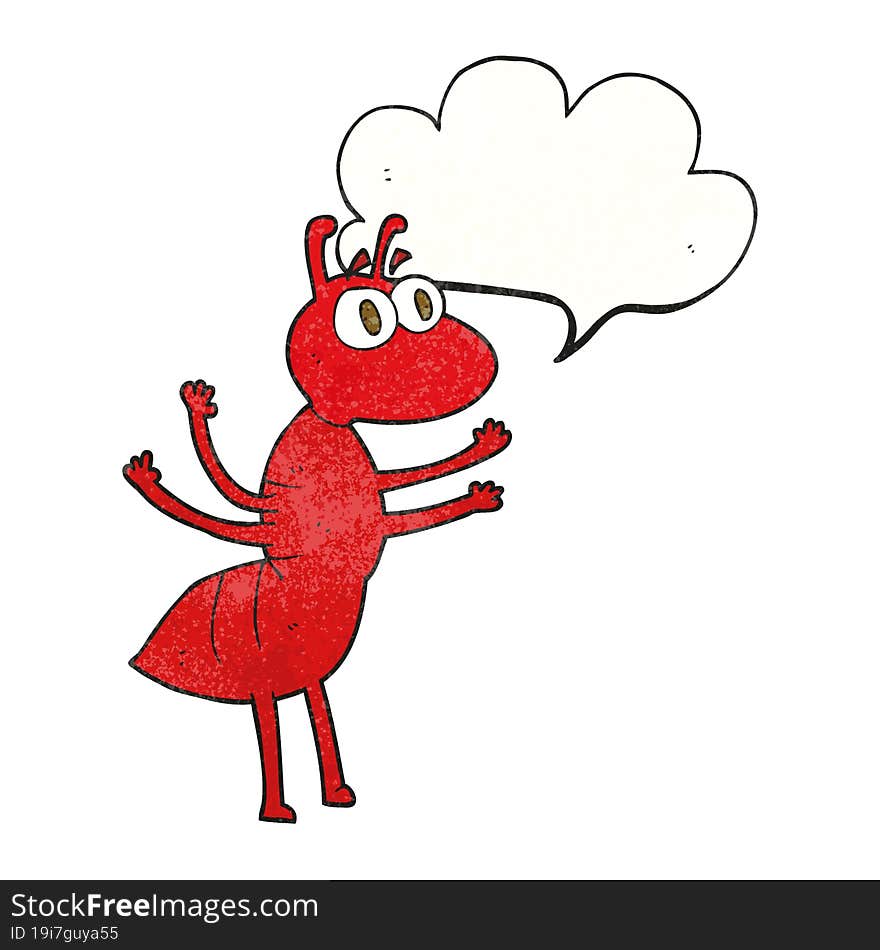 speech bubble textured cartoon ant