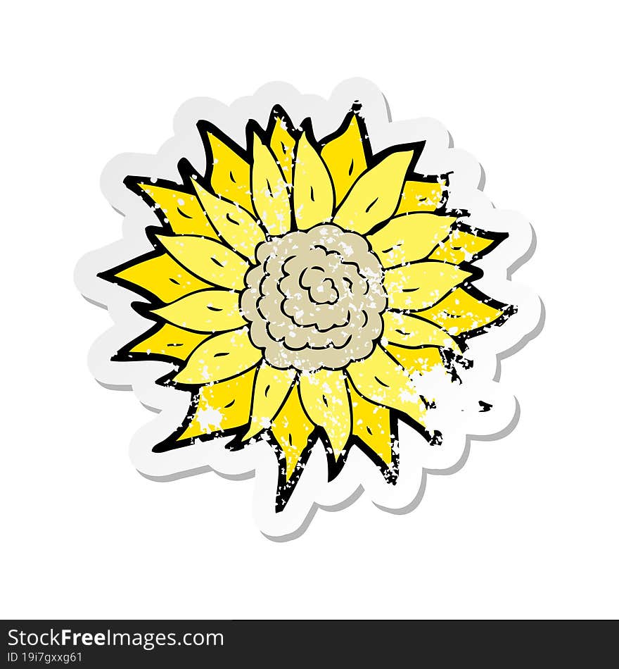 Retro Distressed Sticker Of A Cartoon Sunflower