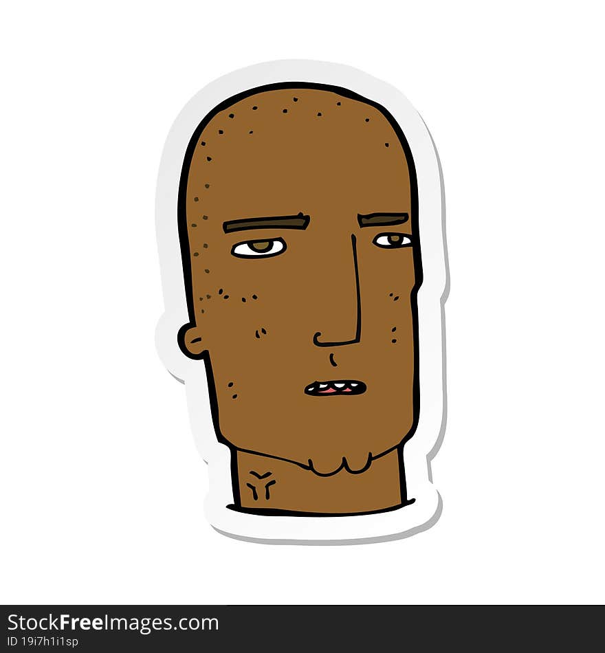 sticker of a cartoon bald tough guy