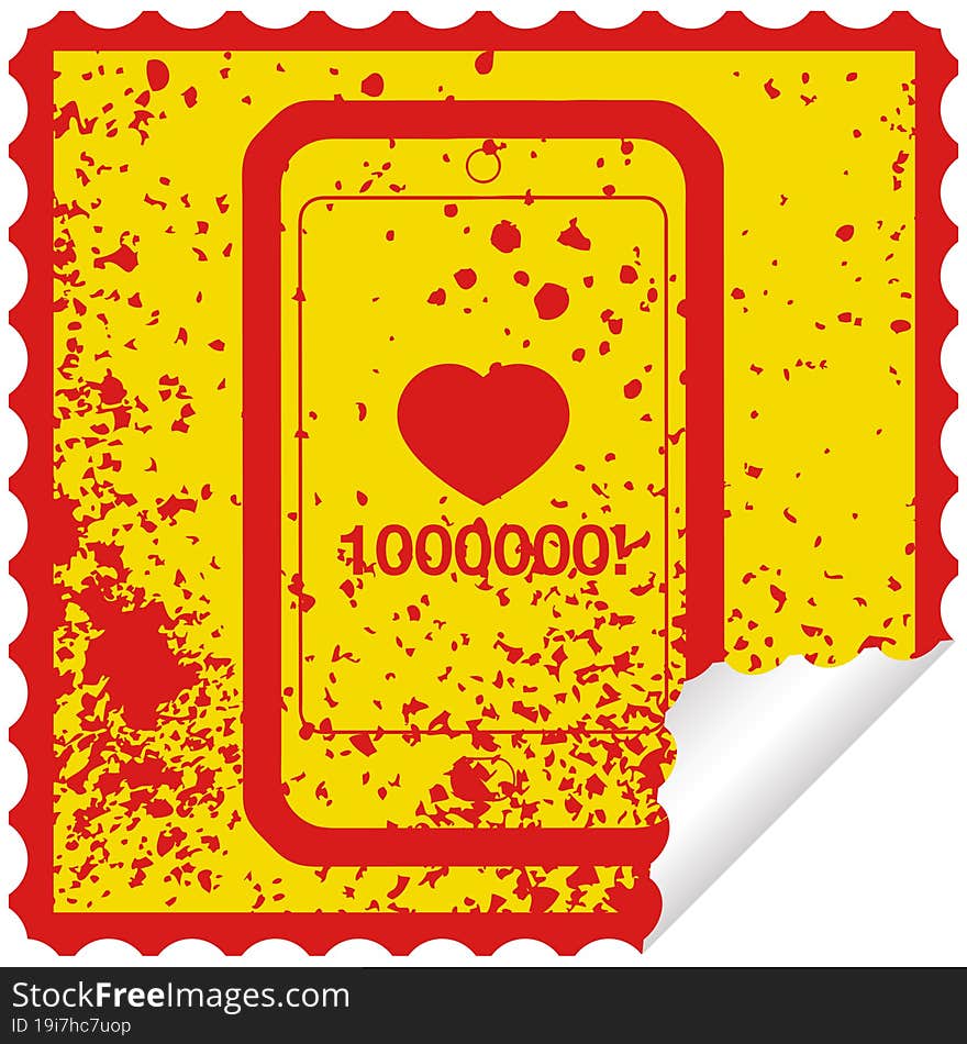 mobile phone showing 1000000 likes graphic distressed sticker