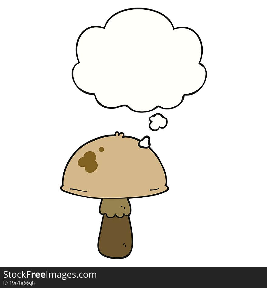 cartoon mushroom with thought bubble. cartoon mushroom with thought bubble