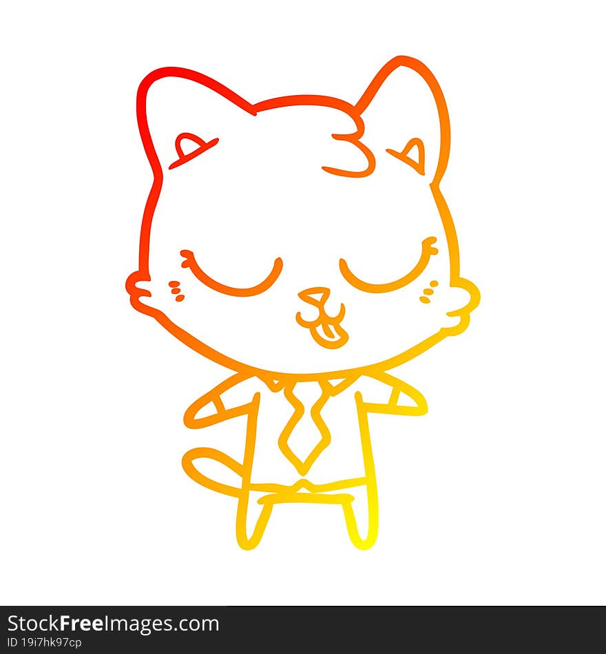 Warm Gradient Line Drawing Cartoon Business Cat