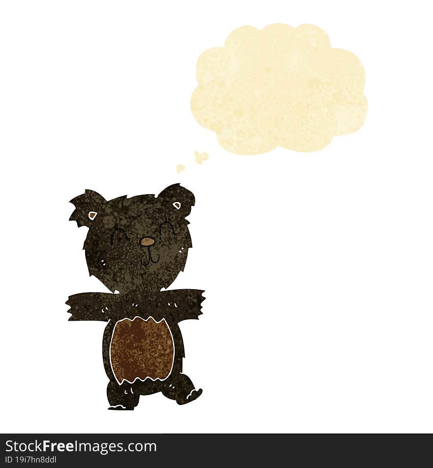 cartoon cute black bear cub with thought bubble