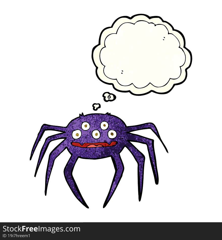 Cartoon Halloween Spider With Thought Bubble