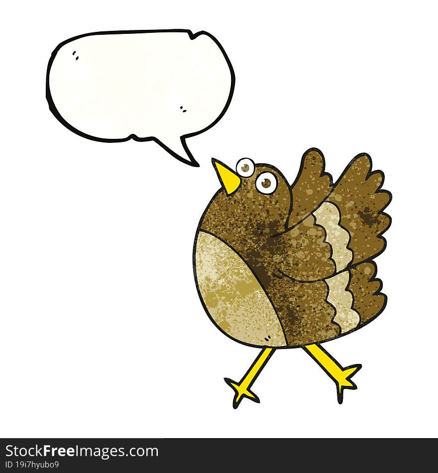 speech bubble textured cartoon happy bird