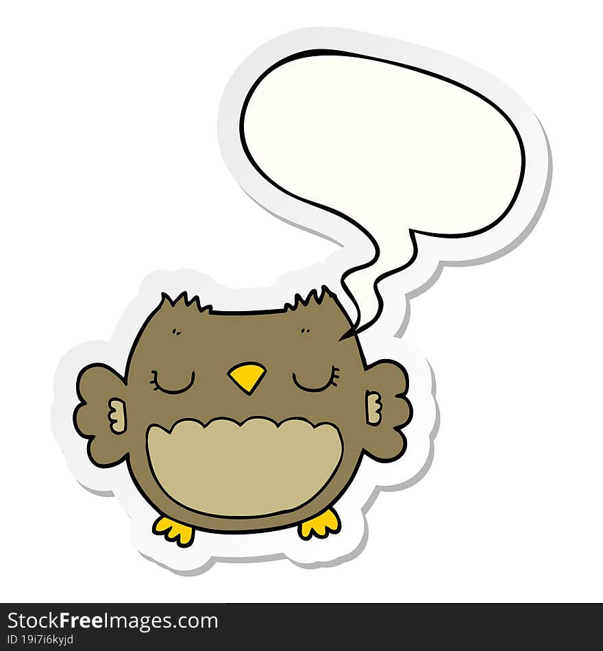 cute cartoon owl and speech bubble sticker