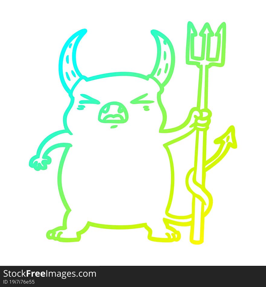 cold gradient line drawing cartoon angry little devil