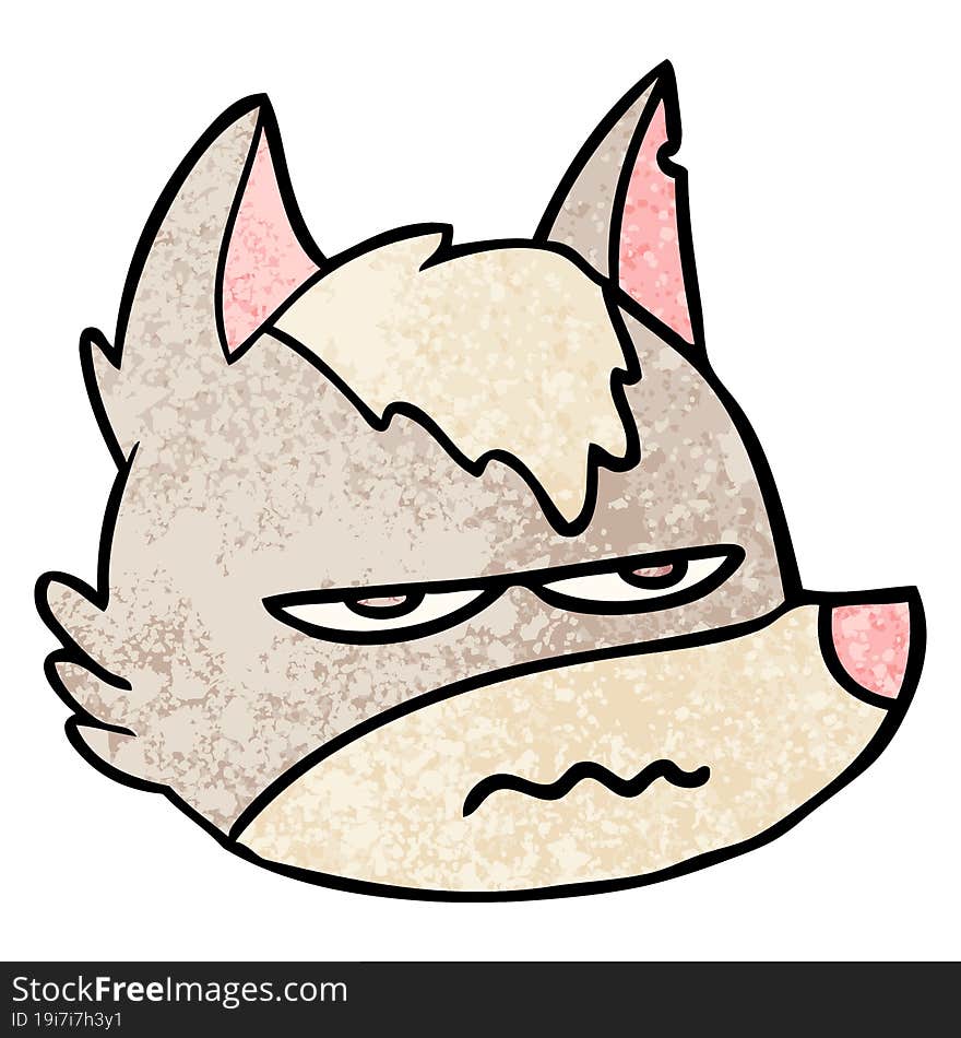 cartoon annoyed wolf face. cartoon annoyed wolf face