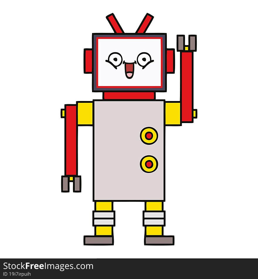 Cute Cartoon Happy Robot