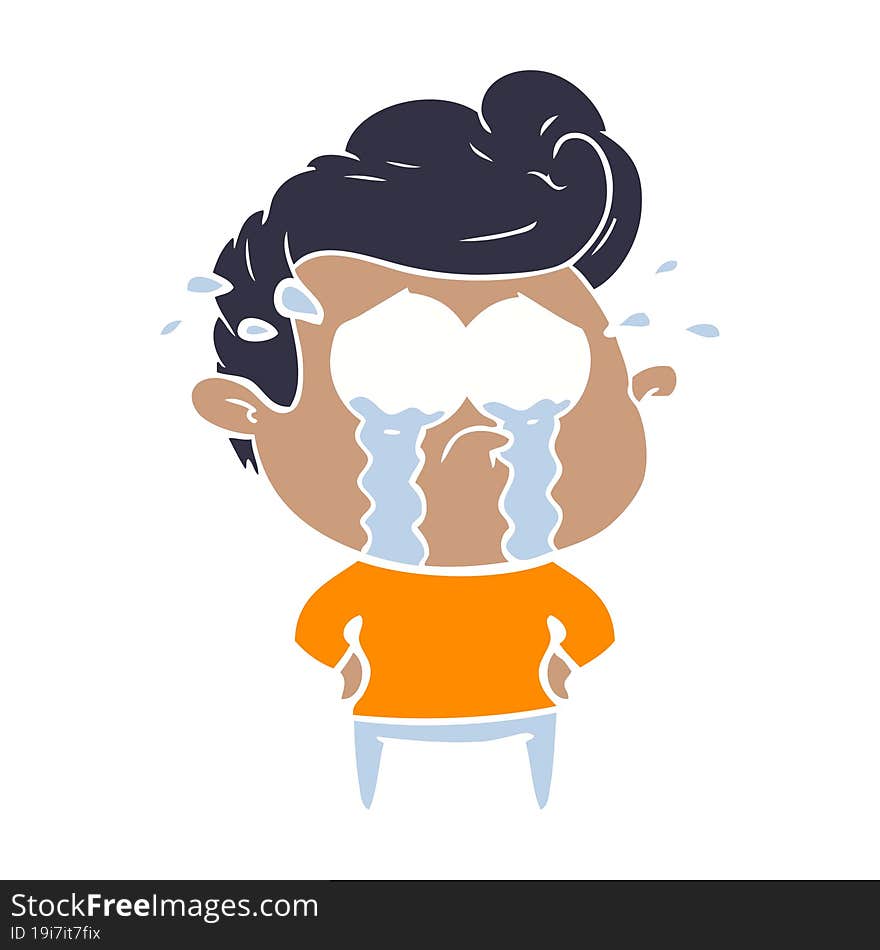 flat color style cartoon crying man