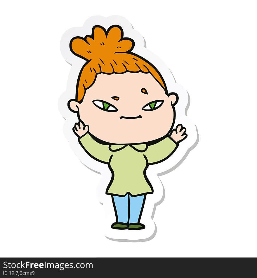 sticker of a cartoon woman