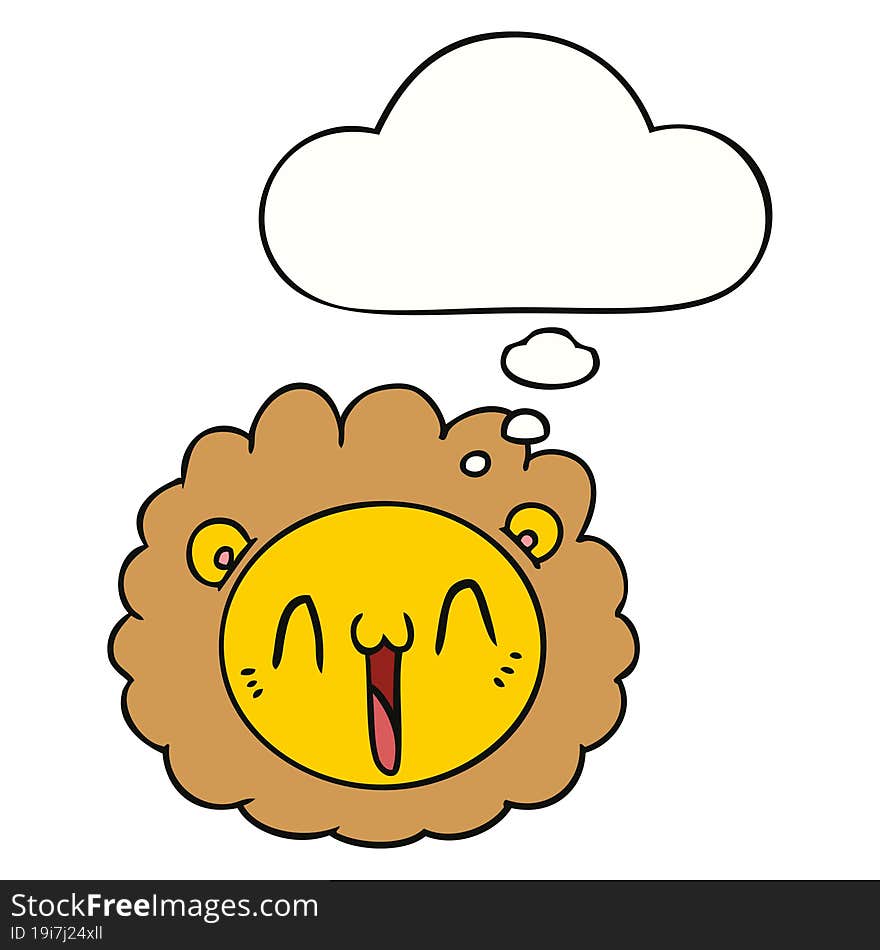 cartoon lion face and thought bubble