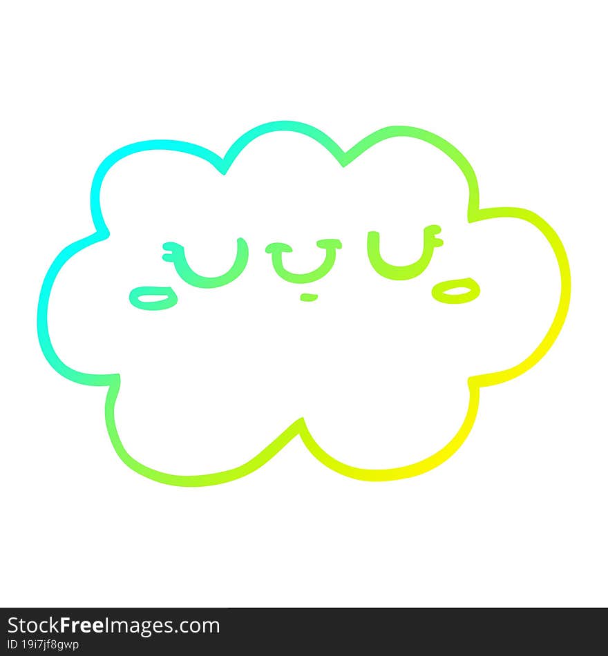 cold gradient line drawing cute cartoon cloud