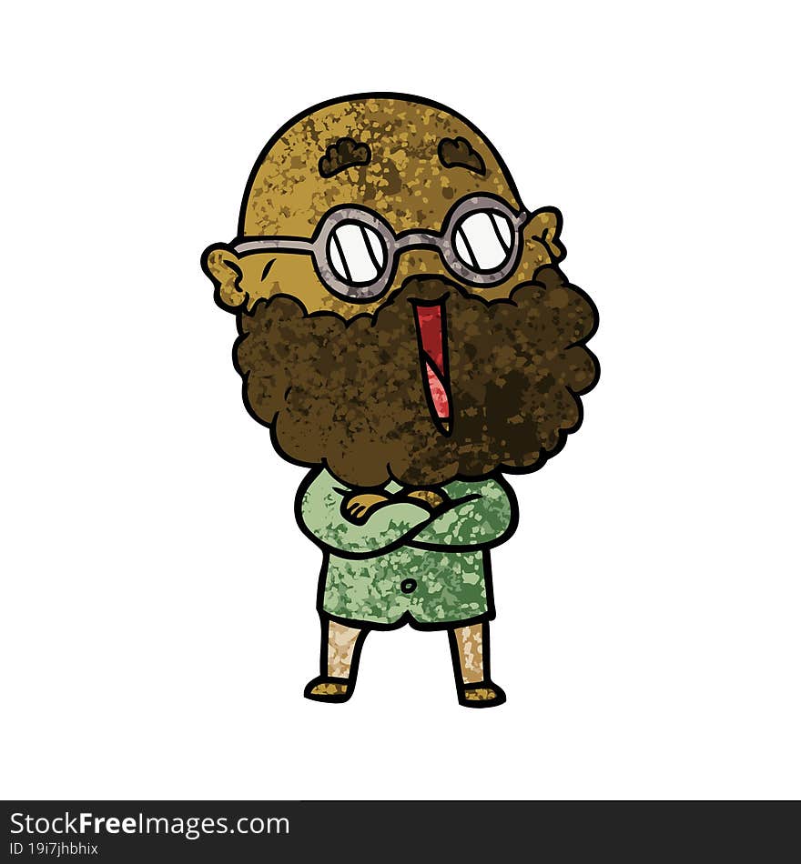 cartoon joyful man with beard. cartoon joyful man with beard