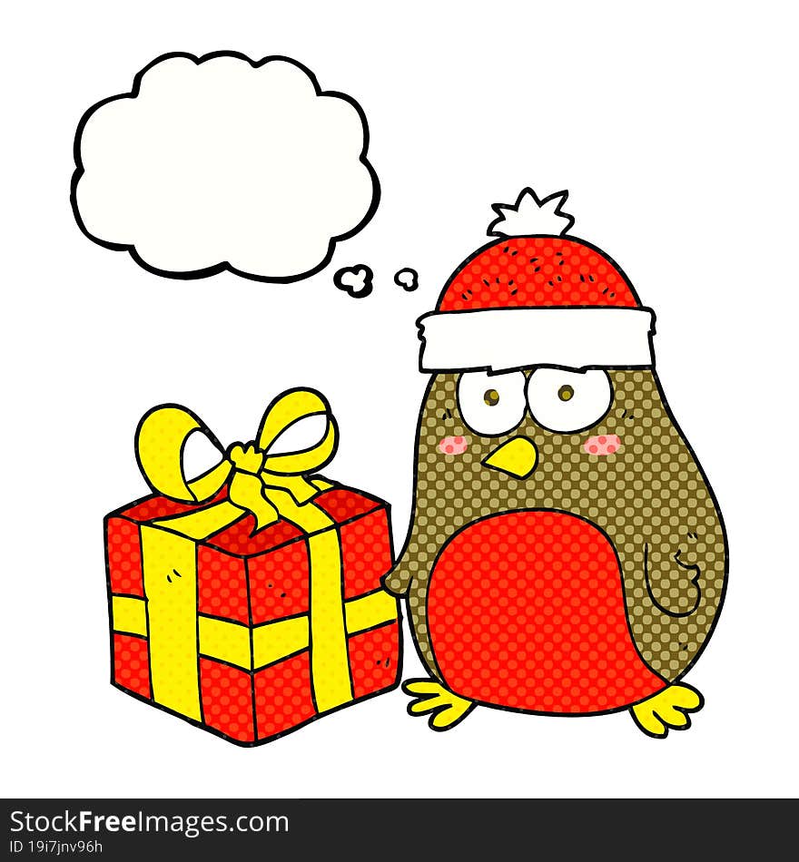 Thought Bubble Cartoon Christmas Robin