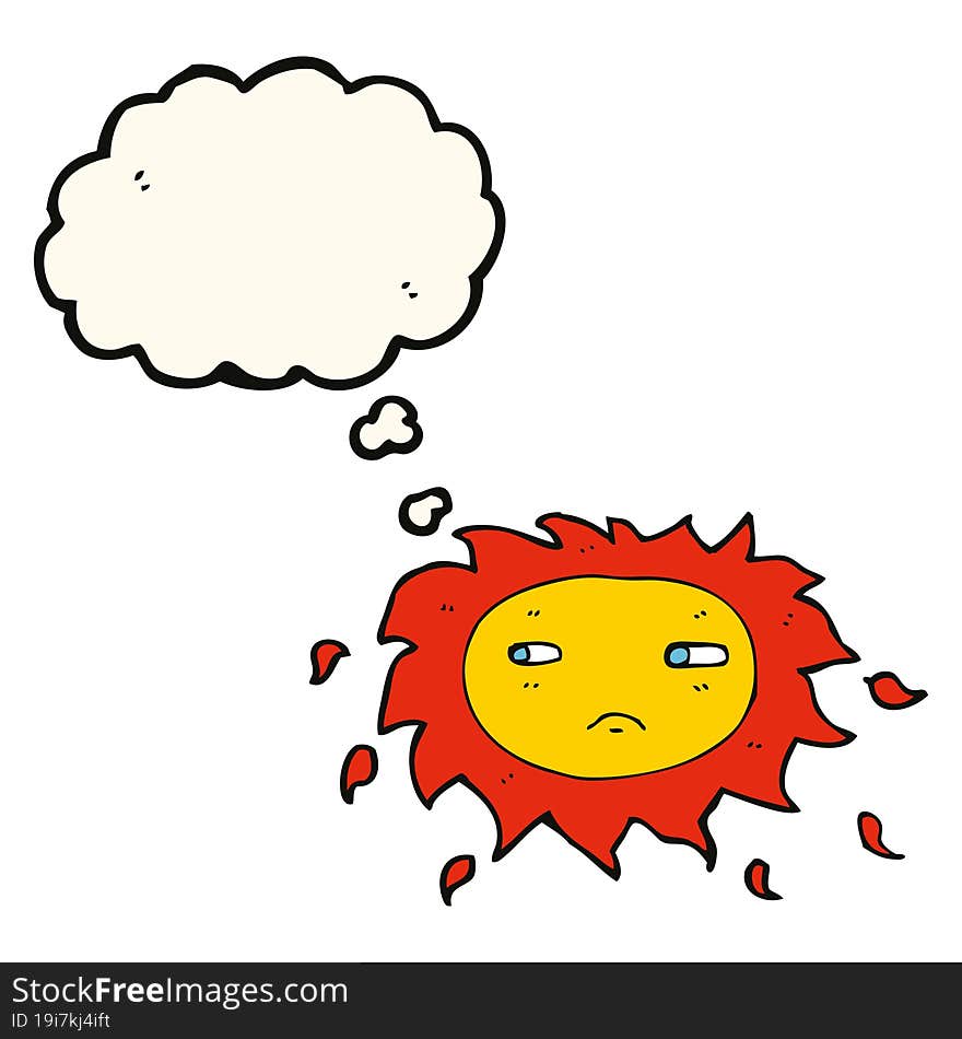 Cartoon Sad Sun With Thought Bubble