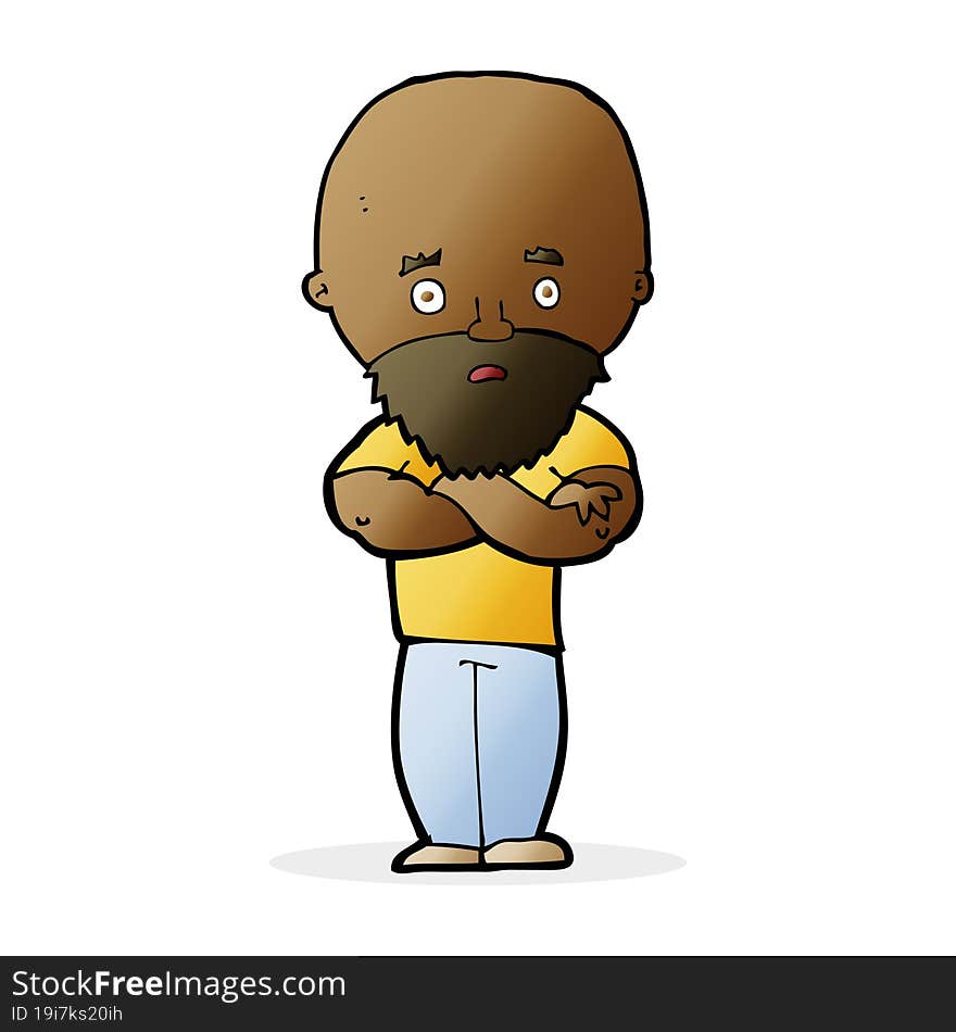 cartoon shocked bald man with beard