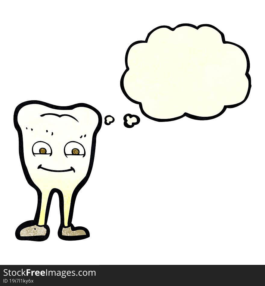 cartoon yellowing  tooth with thought bubble