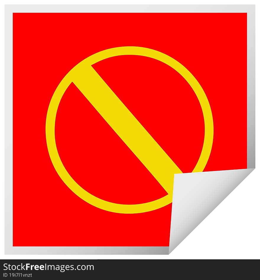 square peeling sticker cartoon not allowed sign