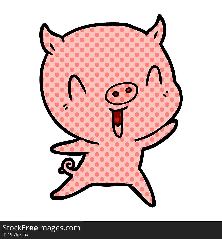 happy cartoon pig. happy cartoon pig