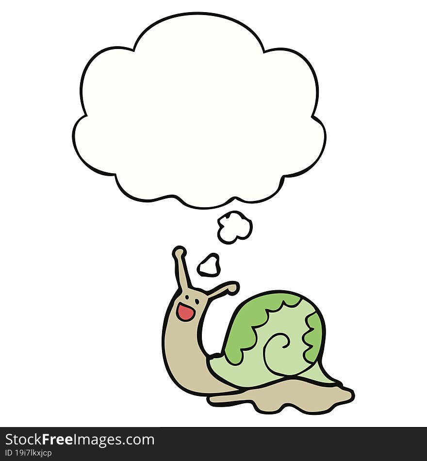 cute cartoon snail and thought bubble