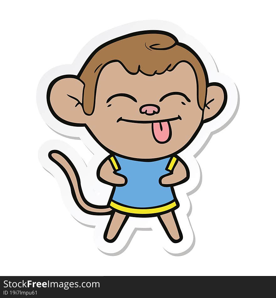 Sticker Of A Funny Cartoon Monkey