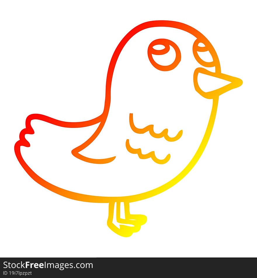 warm gradient line drawing cartoon garden bird