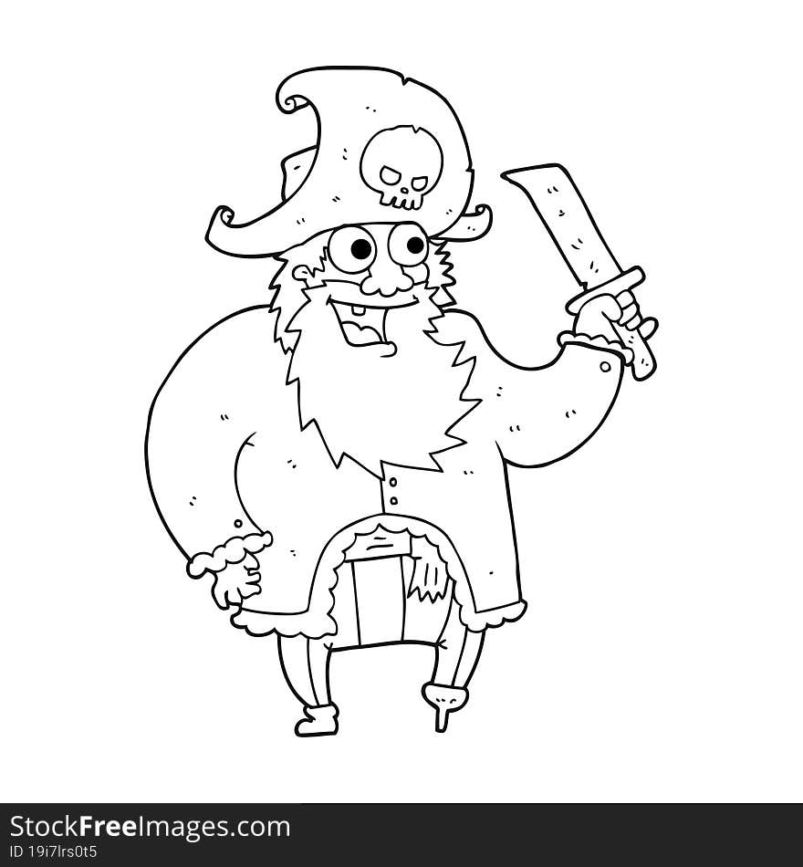 Black And White Cartoon Pirate Captain