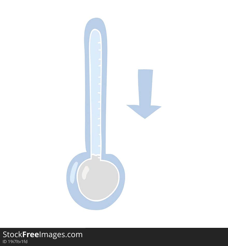 Flat Color Illustration Of A Cartoon Dropping Temperature