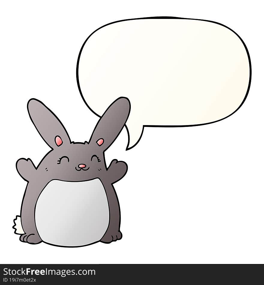 cartoon rabbit with speech bubble in smooth gradient style