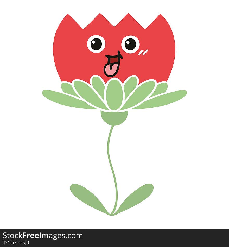 flat color retro cartoon flower