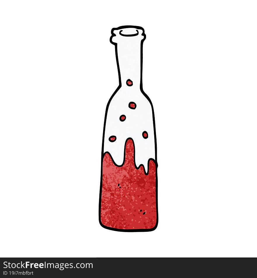 cartoon doodle bottle with sloshing wine