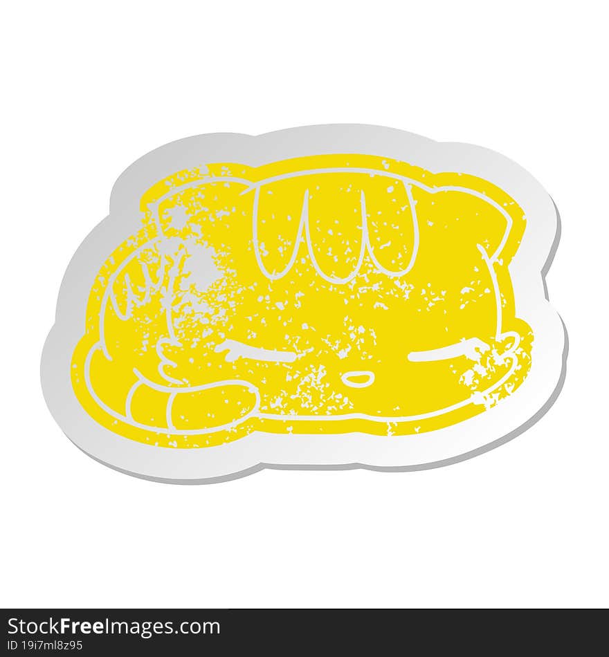 distressed old sticker kawaii cute sleeping kitten