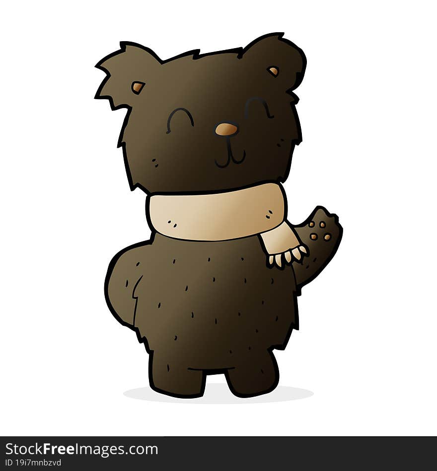 cartoon waving black bear