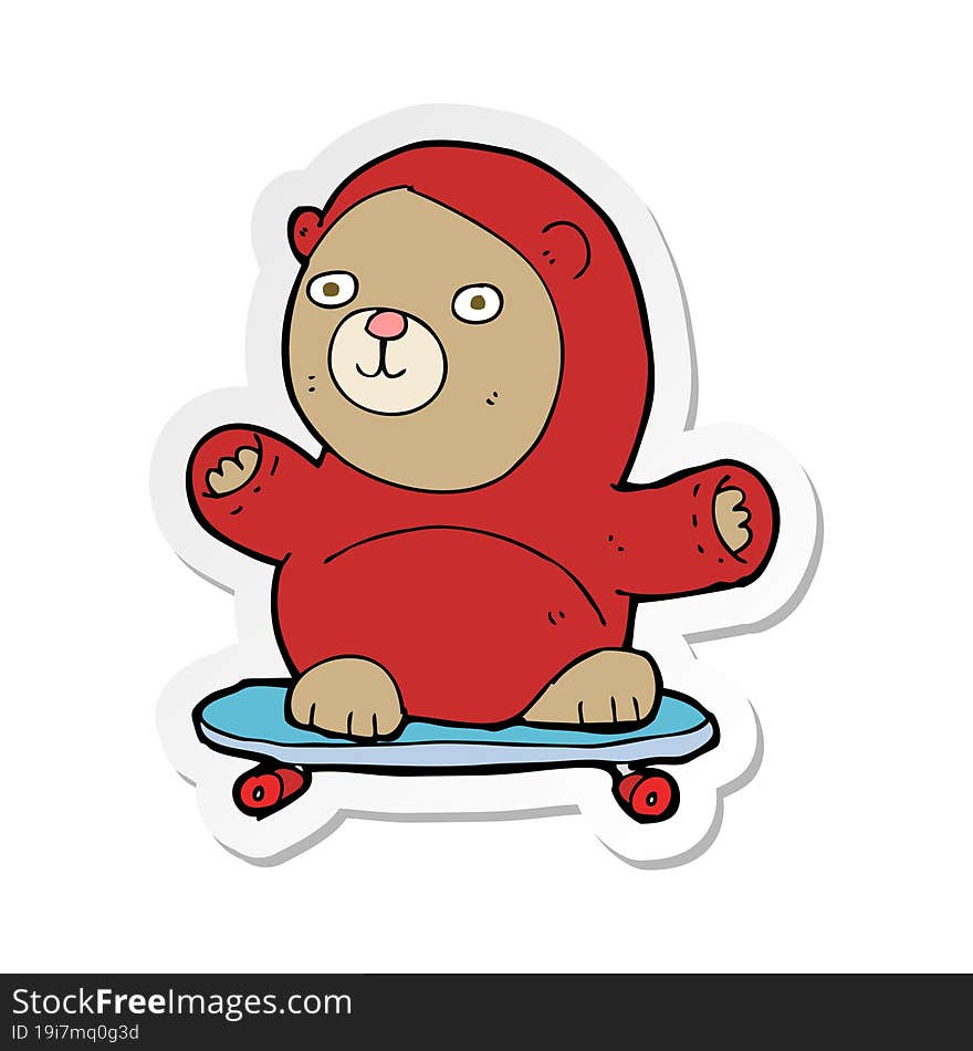 sticker of a cartoon bear on skateboard